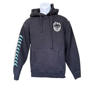 Vintage Spitfire Wheels Classic Swirl Fade Pullover Black Hoodie, Small, Bighead